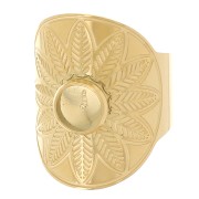 Anello etnico regolabile - cabochon 6 mm T. 52 a 58 Acciaio inossidabile 316L Dorato|raw }}