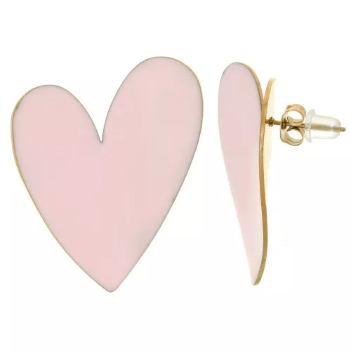 Orecchini a cuore 37x29 mm Resina - Acciaio inossidabile 316L dorato - Rosa x2