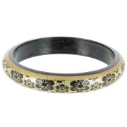 Bracciale in legno vintage con motivo floreale - 66 mm - Oro - Nero x1