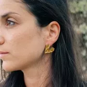 Orecchini a cuore martellato 24x22 mm - Acciaio inossidabile 304L dorato x2