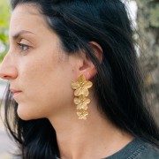 3 orecchini con fiori di ciliegio - 65x30 mm acciaio inossidabile dorato 304L x2