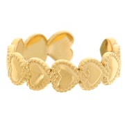 Anello regolabile da T50 a T57 con motivo a cuore - Acciaio inox 304L dorato x1|raw }}