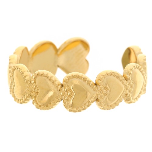 Anello regolabile da T50 a T57 con motivo a cuore - Acciaio inox 304L dorato x1