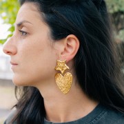 Orecchini a stella marina martellata 28x30 mm -Acciaio inossidabile dorato 304L x2