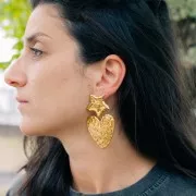 Orecchini a stella marina martellata 28x30 mm -Acciaio inossidabile dorato 304L x2