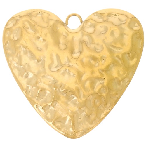Pendenti cuore martellato 40x45 mm - Acciaio inossidabile 304L dorato x2