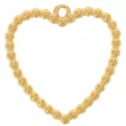 Pendenti cuore cavo con pallina 24x23 mm Acciaio inox 304L dorato x2