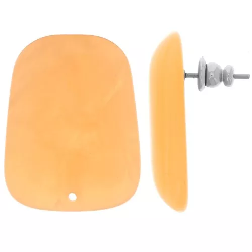 Orecchini a trapezio in resina traslucida 28x22 mm - Arancione marmorizzato x2