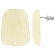 Orecchini a trapezio in resina traslucida 28x22 mm - Avorio marmorizzato x2