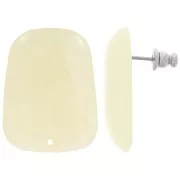 Orecchini a trapezio in resina traslucida 28x22 mm - Avorio marmorizzato x2