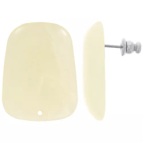 Orecchini a trapezio in resina traslucida 28x22 mm - Avorio marmorizzato x2