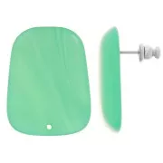 Orecchini a trapezio in resina traslucida 28x22 mm - Verde turchese marmorizzato x2