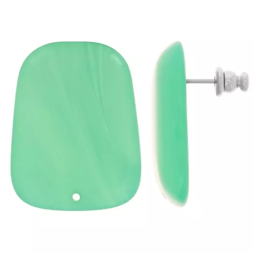 Orecchini a trapezio in resina traslucida 28x22 mm - Verde turchese marmorizzato x2