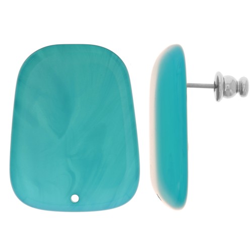 Orecchini a trapezio in resina traslucida 28x22 mm - Lagoon Blue Marble x2