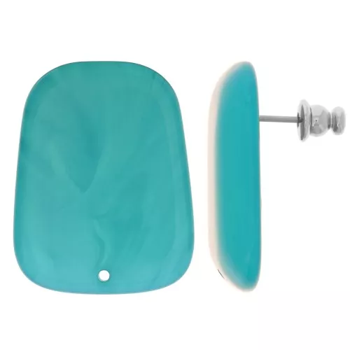 Orecchini a trapezio in resina traslucida 28x22 mm - Lagoon Blue Marble x2