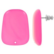 Orecchini a trapezio in resina traslucida 28x22 mm - Rosa magenta marmorizzato x2|raw }}