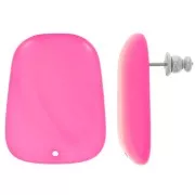 Orecchini a trapezio in resina traslucida 28x22 mm - Rosa magenta marmorizzato x2