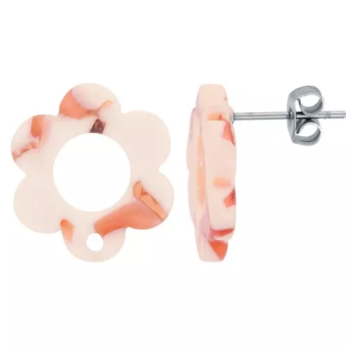 Orecchini in acetato fiore 15 mm in acetato Nude x2