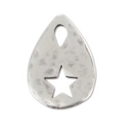 Pendente martellato goccia decorato stella mm. 26 Placcatura Argento Antico x1