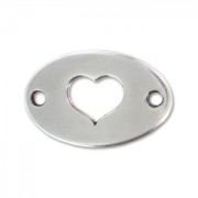 Separatore cuore 2 fori mm. 20x13 Placcatura argento antico x1|raw }}