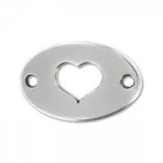 Separatore cuore 2 fori mm. 20x13 Placcatura argento antico x1