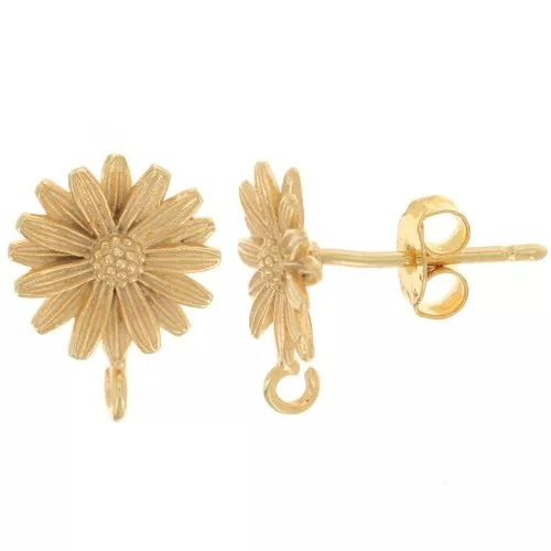 Orecchini a margherita 9 mm con cerchio aperto - Placcati oro x2