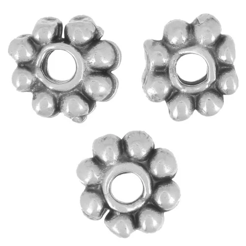 Perle rondelle 6 mm - Argento invecchiato x10
