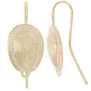 Ganci ovali per orecchie 16x11 mm con anello chiuso - Dorati con oro fino x2