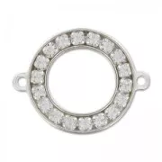 Intercalare strass tondo 2 anellini mm. 15,5 Argento 925 x1