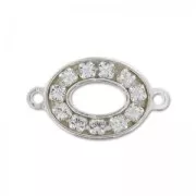 Intercalare strass ovale 2 anellini mm. 17,3x10 Argento 925 x1