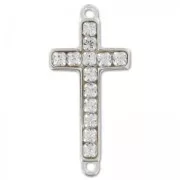 Intercalare strass croce 2 anellini mm. 24x11 Argento 925 x1