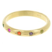 Anello con ossidi di zirconio stella in acciaio inox T57 304L dorato x1|raw }}