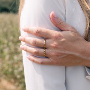 Anello con ossidi di zirconio stella in acciaio inox T57 304L dorato x1