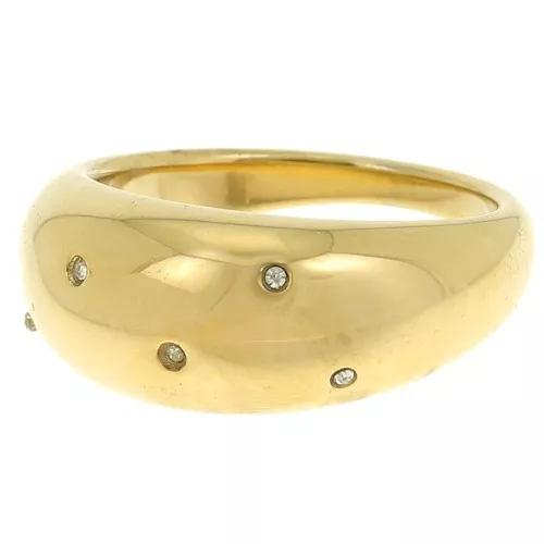 Anello a cupola con ossidi di zirconio 10 mm - acciaio inox T57 304L dorato x1