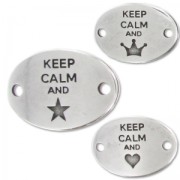 Separatore keep calm 2 fori mm. 29x20 Placcatura argento antico x1|raw }}