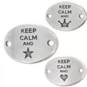 Separatore keep calm 2 fori mm. 29x20 Placcatura argento antico x1