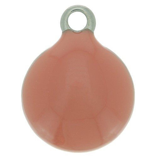 Ciondoli rotondi da 8 mm in acciaio inossidabile 304 e resina epossidica - Old Rose x5