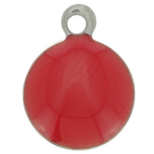 Ciondoli rotondi da 8 mm in acciaio inox 304 e resina epossidica - Rosso x5