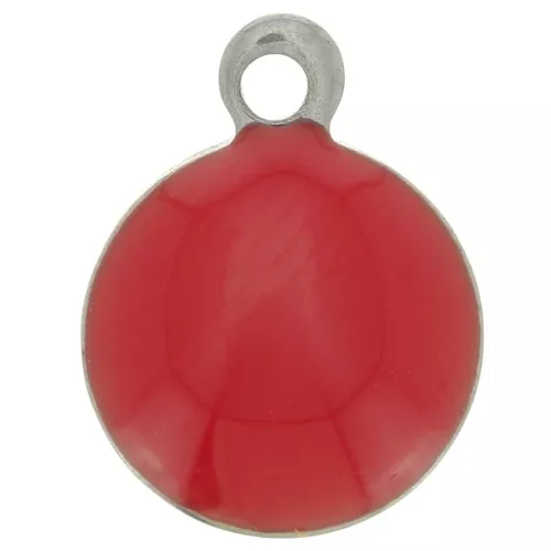Ciondoli rotondi da 8 mm in acciaio inox 304 e resina epossidica - Rosso x5
