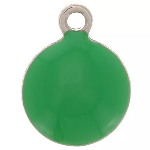 Ciondoli rotondi da 8 mm in acciaio inox 304 e resina epossidica - Verde x5