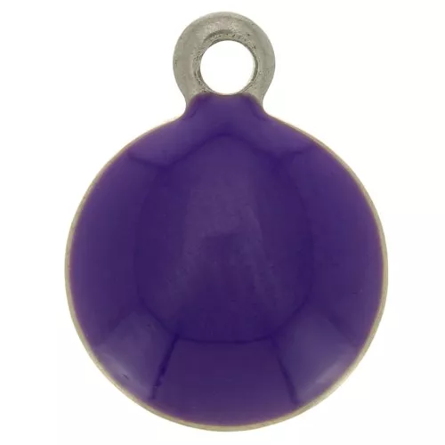 Ciondoli rotondi da 8 mm in acciaio inossidabile 304 e resina epossidica - Viola scuro x5