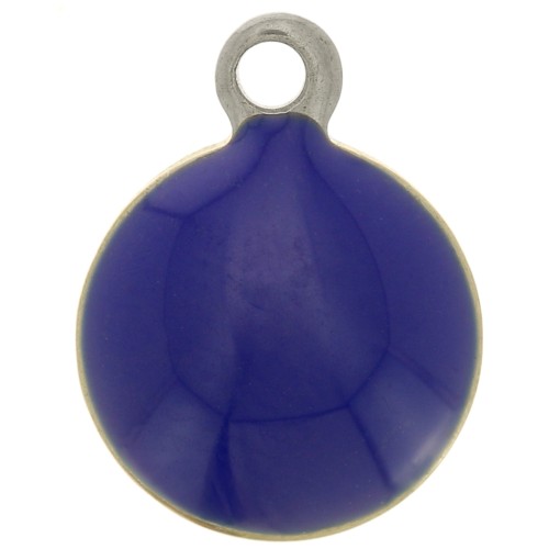 Ciondoli rotondi da 8 mm in acciaio inox 304 e resina epossidica - Blu navy x5