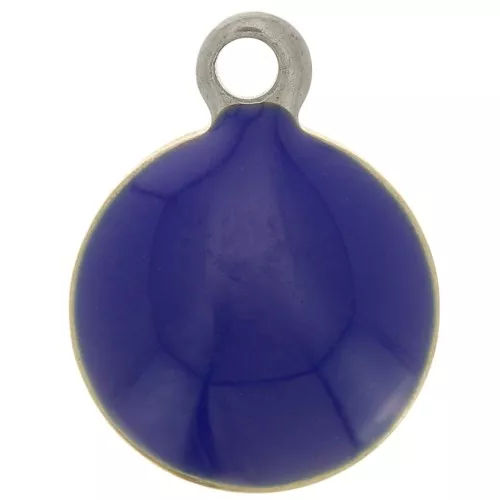 Ciondoli rotondi da 8 mm in acciaio inox 304 e resina epossidica - Blu navy x5