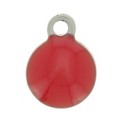 Ciondoli rotondi da 4,5 mm in acciaio inox 304 e resina epossidica - Rosso x10