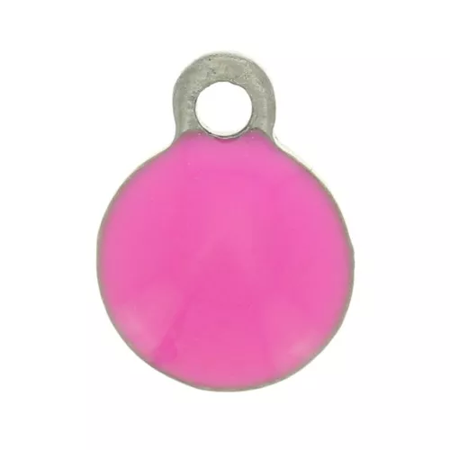 Ciondoli rotondi da 4,5 mm in acciaio inox 304 e resina epossidica - Fucsia x10