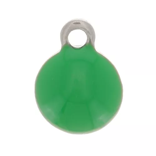Ciondoli rotondi da 4,5 mm in acciaio inox 304 e resina epossidica - Verde x10