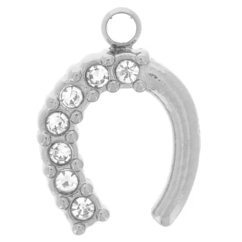 Ciondolo ferro di cavallo 11x8 mm - ossido di zirconio - acciaio inossidabile 304L x1