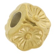Perla a cubo con motivo floreale da 5 mm - Acciaio inossidabile 304 Dorato x1