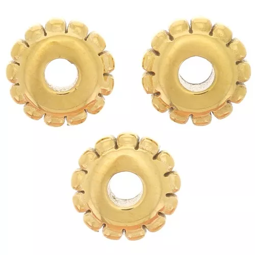 Perline rotonde con palline da 5 mm - Acciaio inossidabile 304L dorato x5