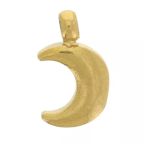 Ciondolo forma di luna 7x4 mm - Acciaio inossidabile dorato 304L x1